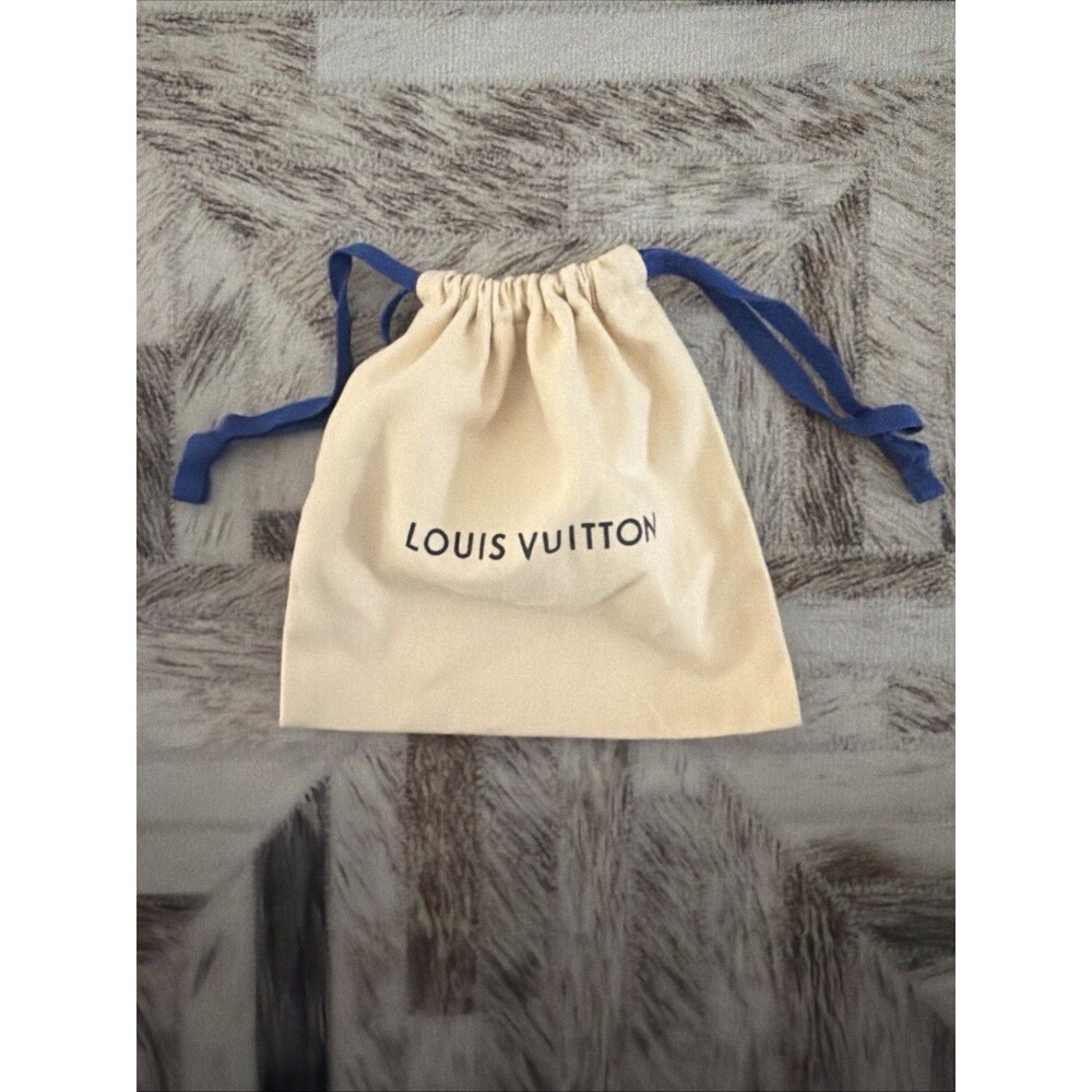 Louis Vuitton Beige Dust Bag Pouch Storage Blue Drawstring Jewelry Ties 8” X 8”
